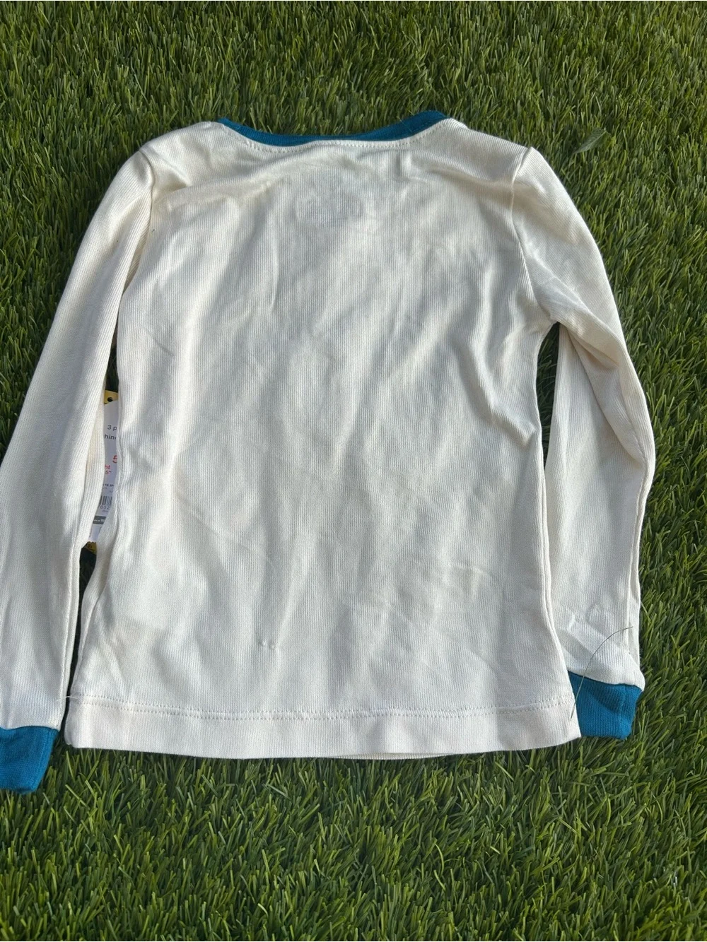 wonder nation White Long Sleeve Dino Pajama Set with Teal and Blue
